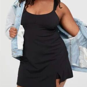 AERIE OFFLINE Real Me Xtra Ruffle Exercise Tennis Dress Black